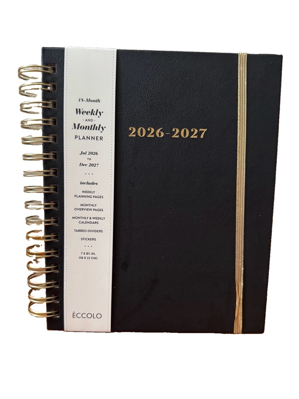 Eccolo Planner 2026- 2027 18-Month Weekly & Monthly Planner Hard Cover 8x7.5”
